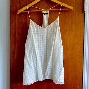 Tibi silk cami in off white gingham print fabric